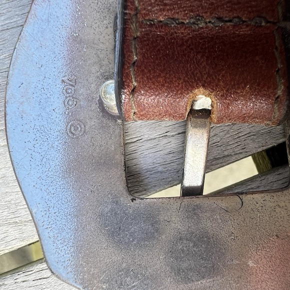 Vtg 90's Brighton Oval Sunflower Concho Belt S Brown Leather Floral Boho Cowgirl - Picture 12 of 15